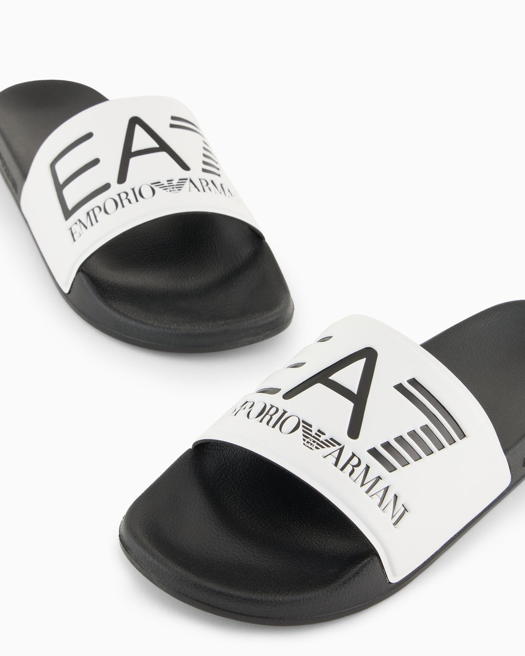 EA7 - Slides in gomma antiscivolo con maxi fascia e logo BIANCO/BLU