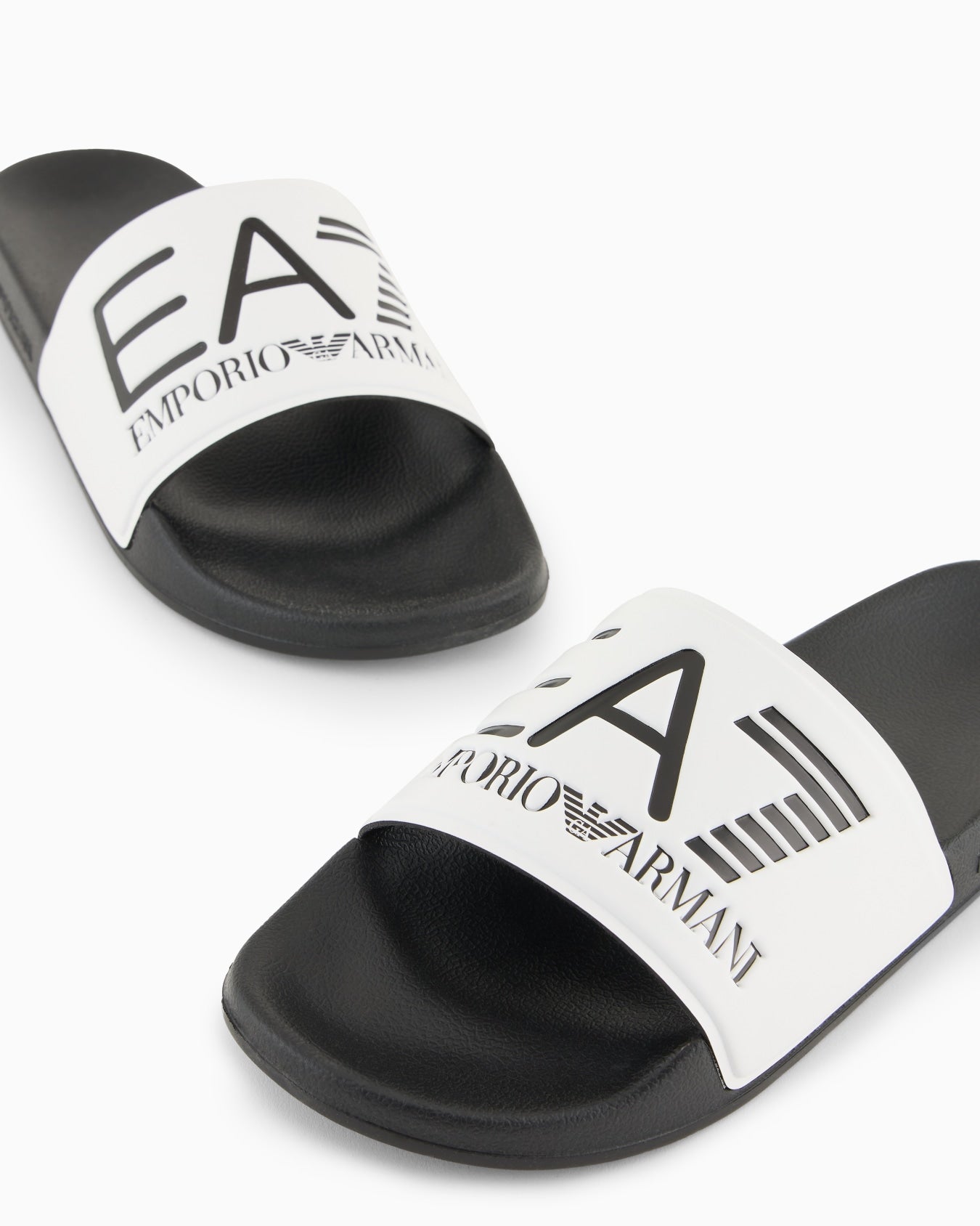EA7 - Slides in gomma antiscivolo con maxi fascia e logo BIANCO/BLU
