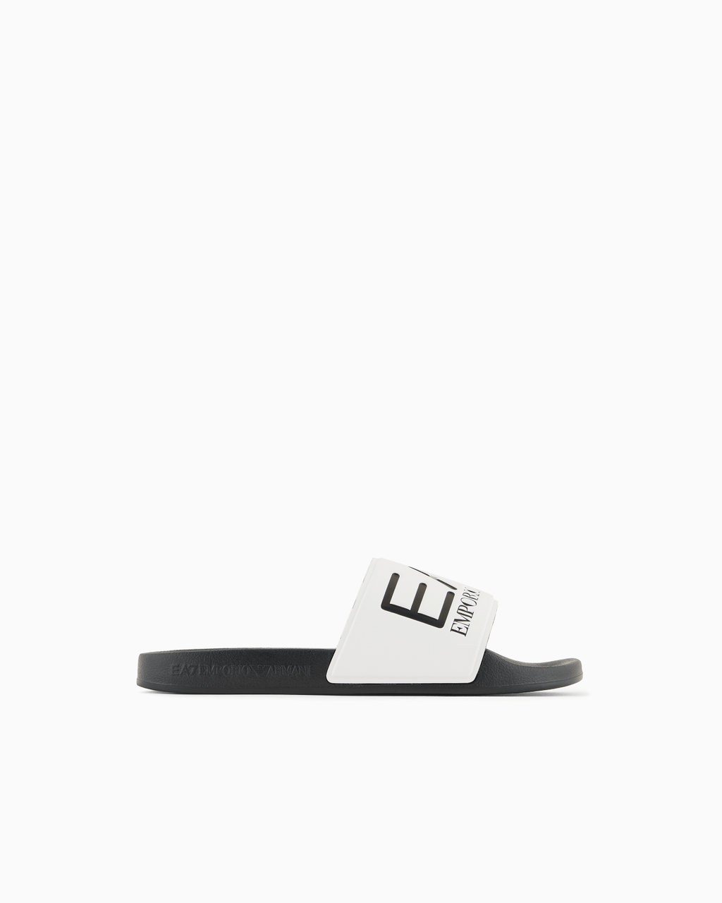EA7 - Slides in gomma antiscivolo con maxi fascia e logo BIANCO/BLU