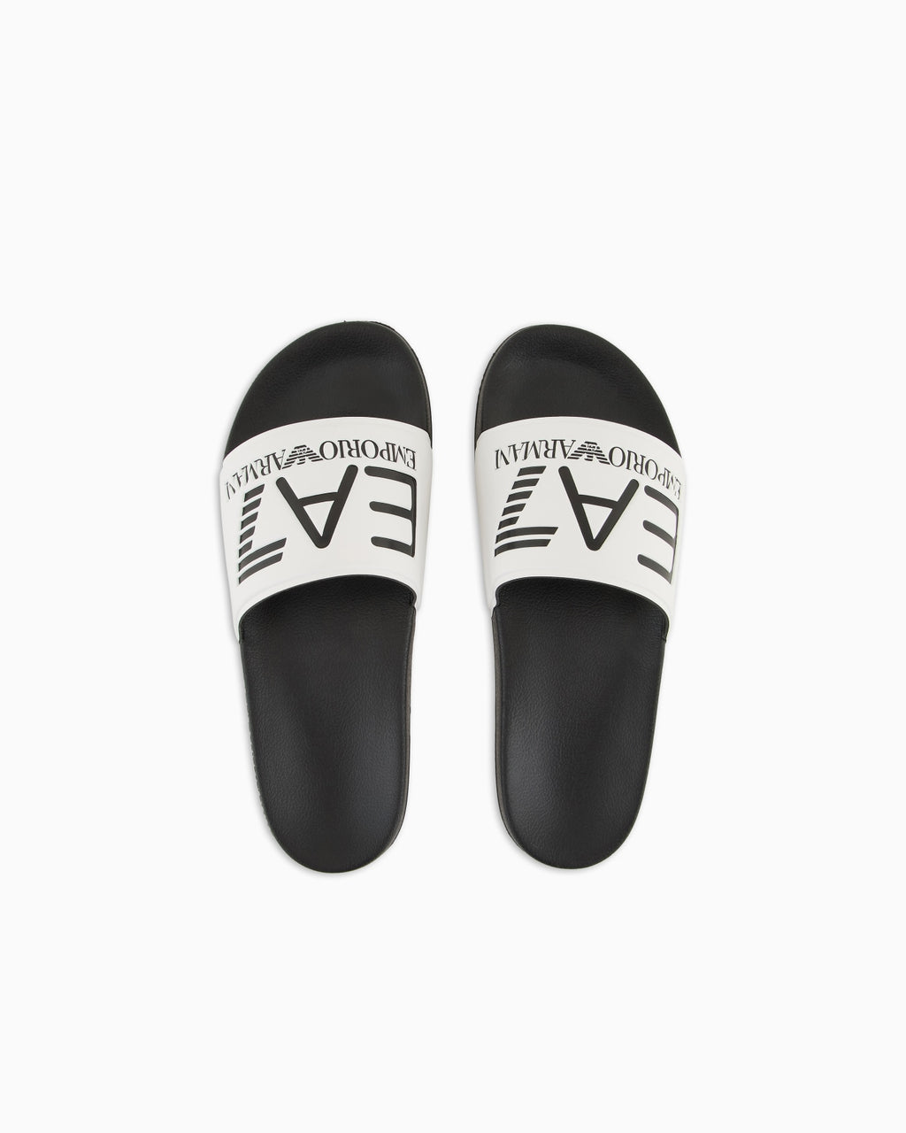 EA7 - Slides in gomma antiscivolo con maxi fascia e logo BIANCO/BLU
