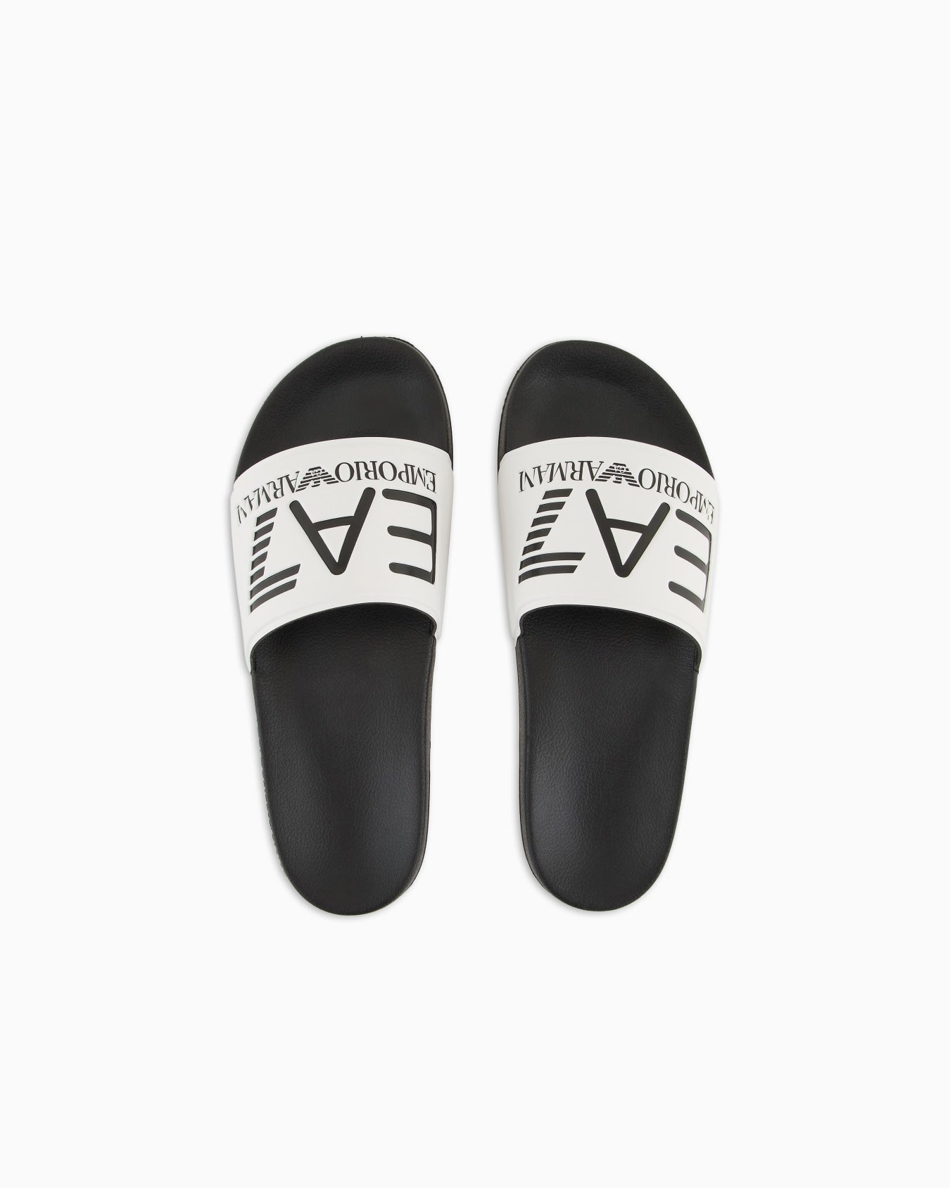 EA7 - Slides in gomma antiscivolo con maxi fascia e logo BIANCO/BLU