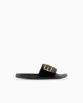 EA7 - Slides in gomma antiscivolo con maxi fascia e logo NERO/ORO