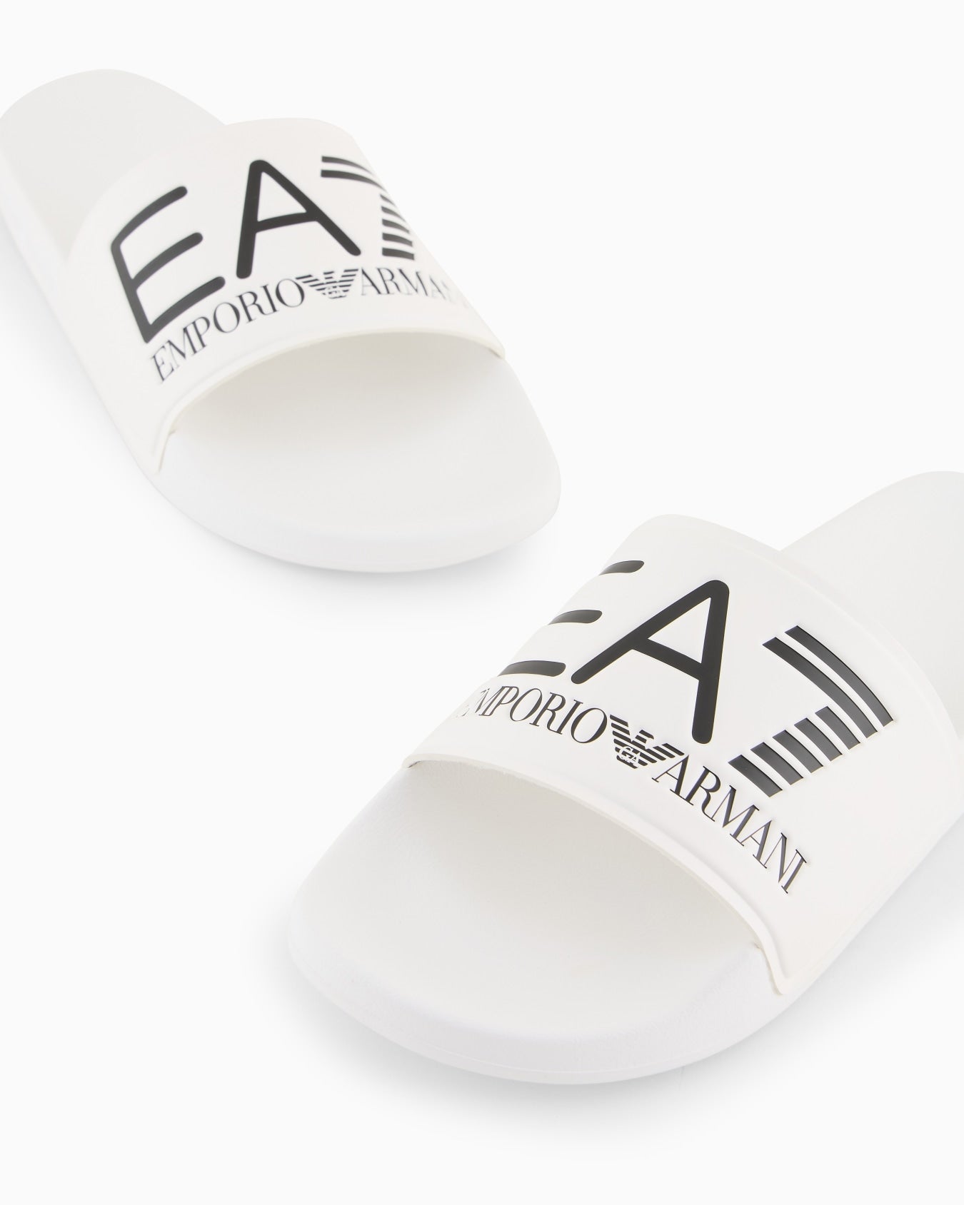 EA7 - Slides in gomma antiscivolo con maxi fascia e logo BIANCA