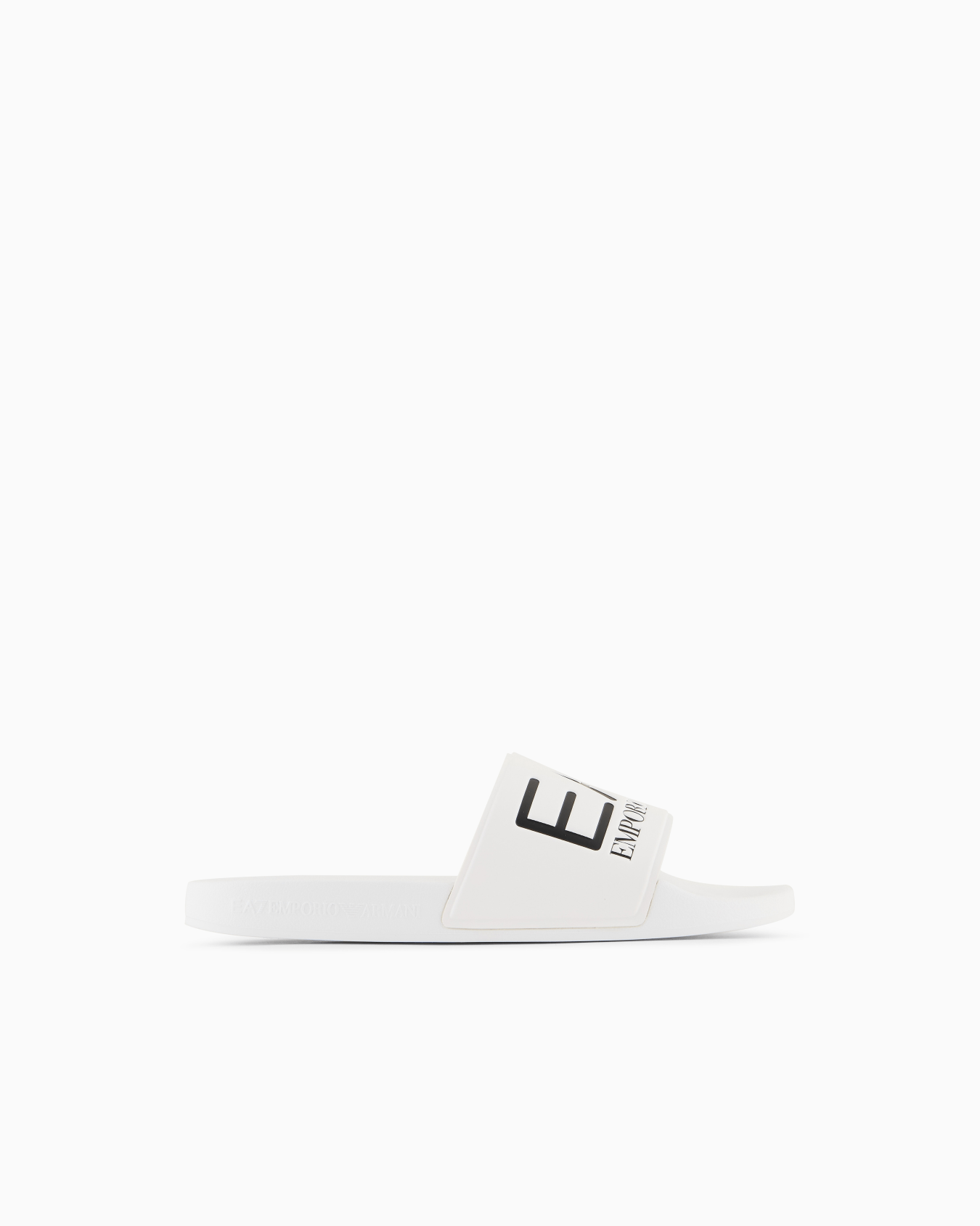 EA7 - Slides in gomma antiscivolo con maxi fascia e logo BIANCA