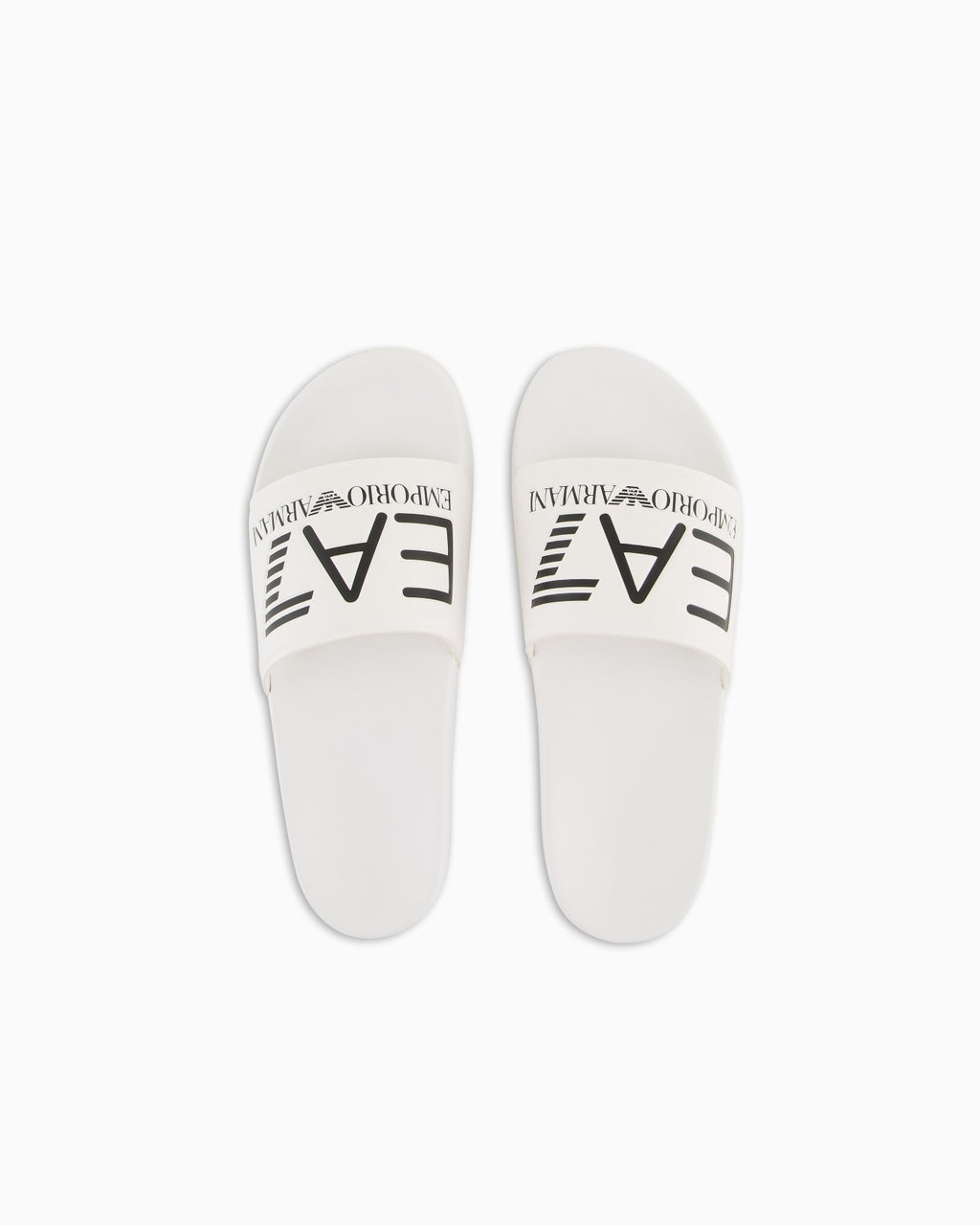 EA7 - Slides in gomma antiscivolo con maxi fascia e logo BIANCA