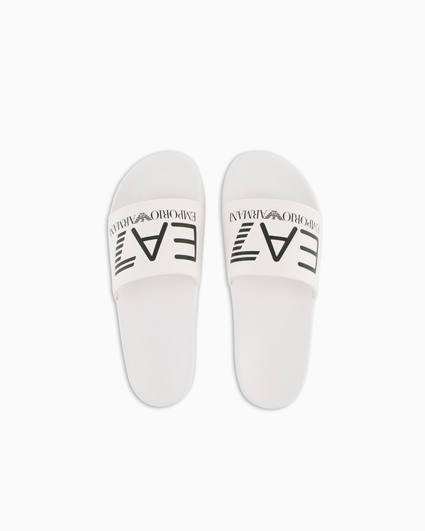 EA7 - Slides in gomma antiscivolo con maxi fascia e logo BIANCA
