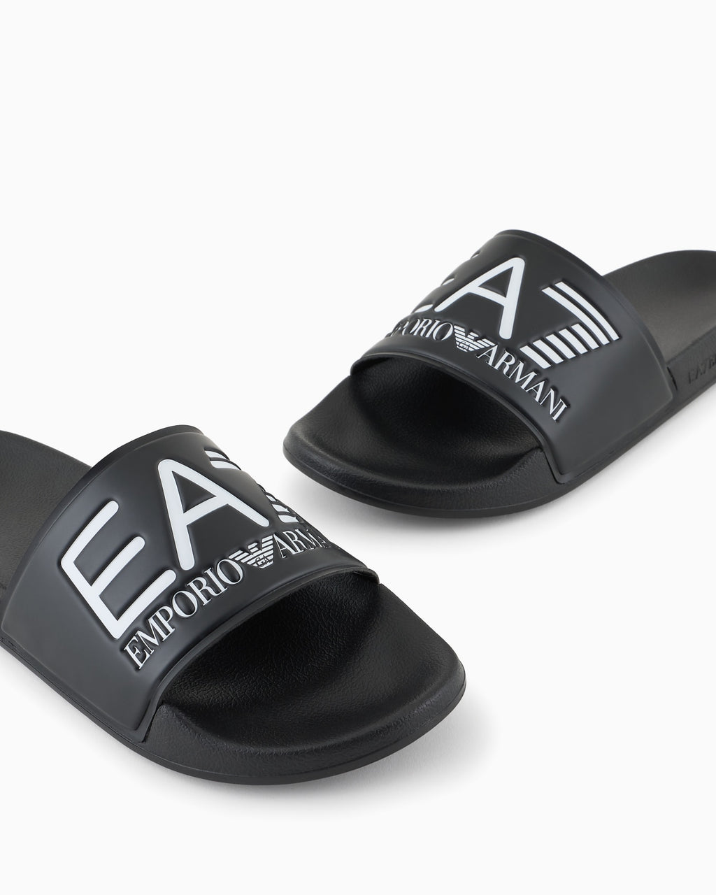 EA7 - Slides in gomma antiscivolo con maxi fascia e logo NERO