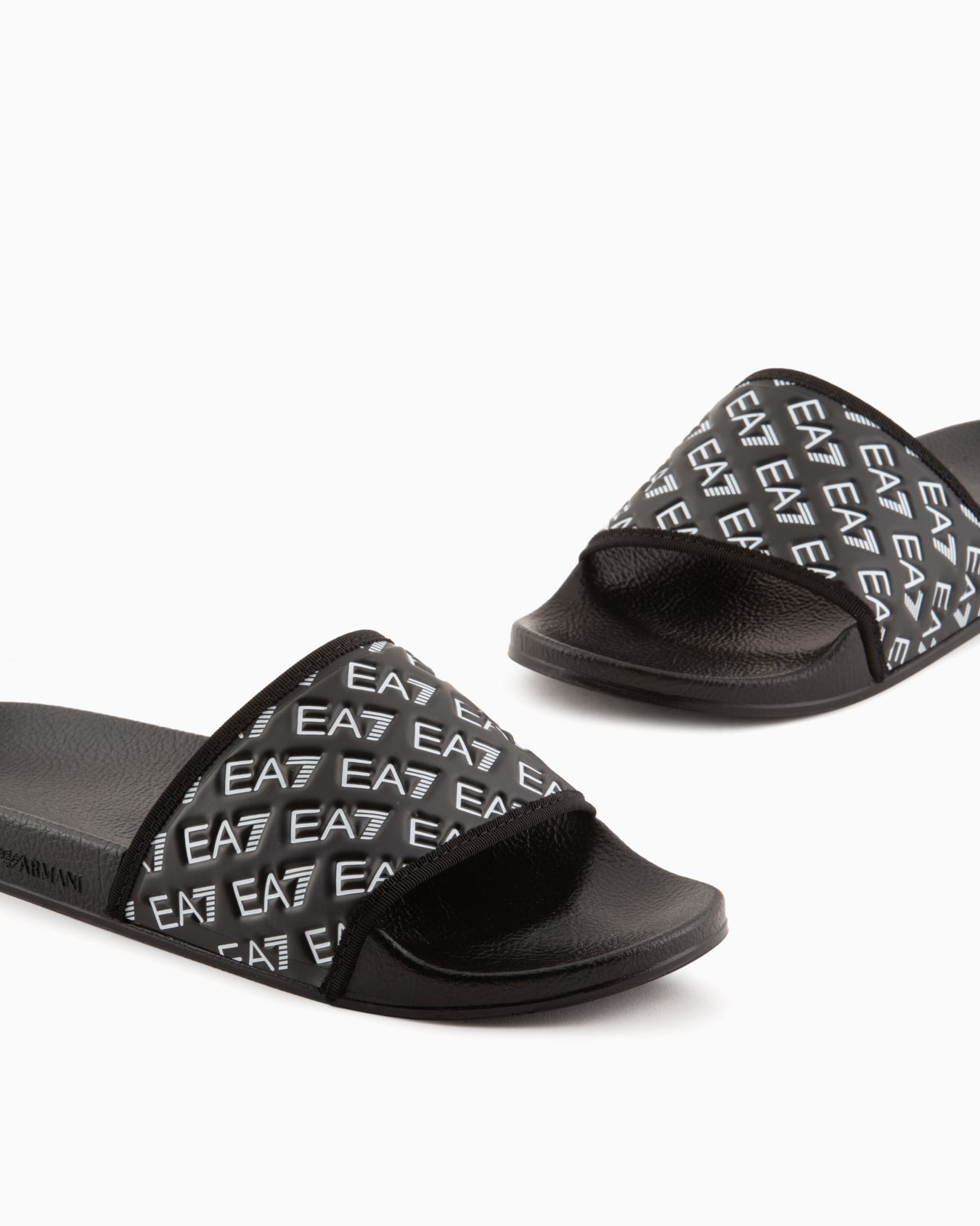 EA7 - Slides con suola e maxi fascia con logo Elastan Gros Rubber NERO