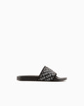 EA7 - Slides con suola e maxi fascia con logo Elastan Gros Rubber NERO