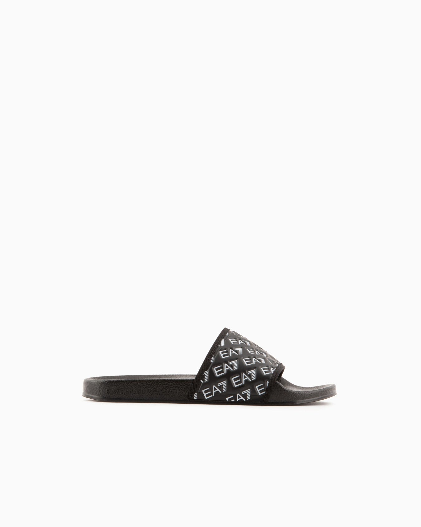 EA7 - Slides con suola e maxi fascia con logo Elastan Gros Rubber NERO