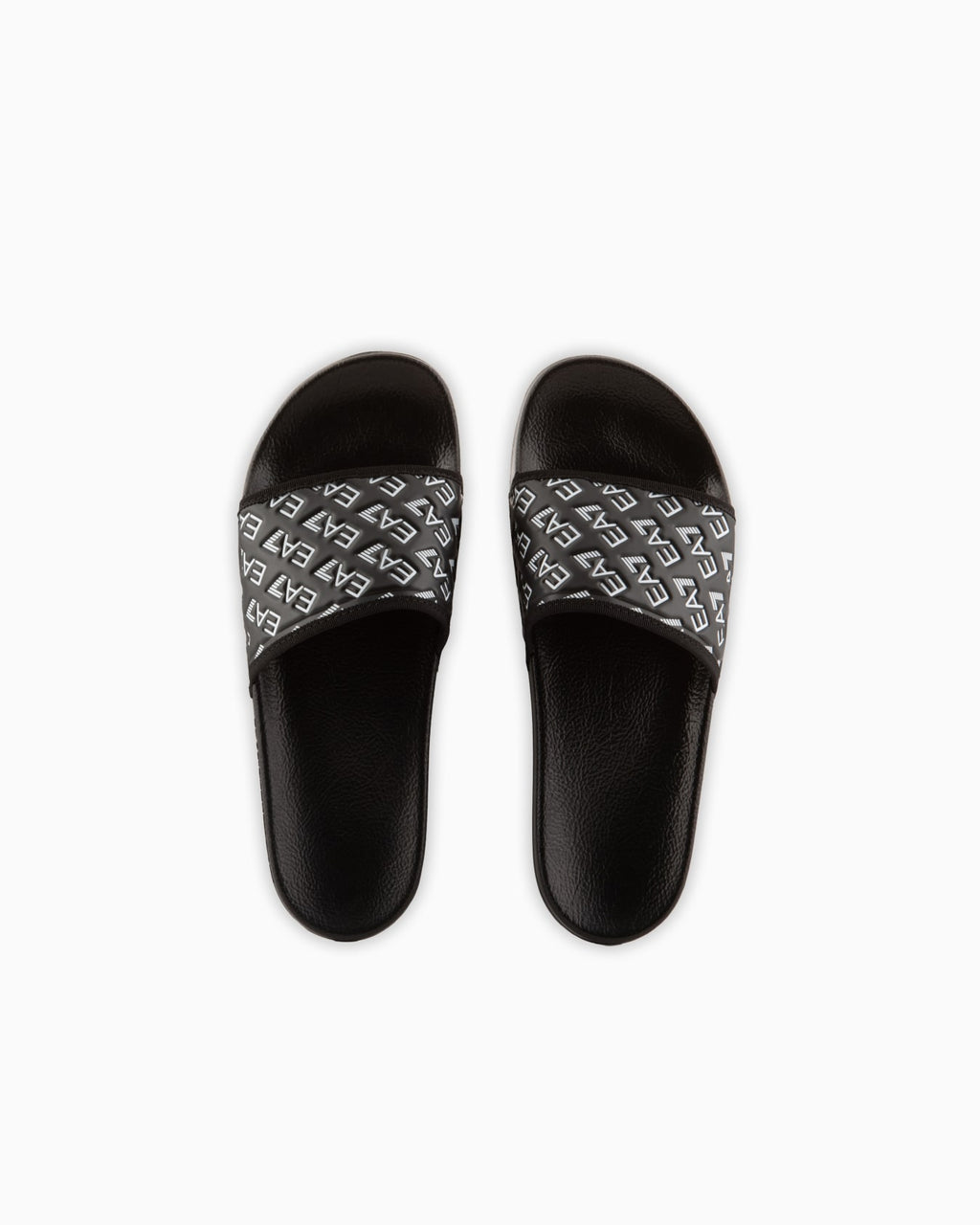 EA7 - Slides con suola e maxi fascia con logo Elastan Gros Rubber NERO