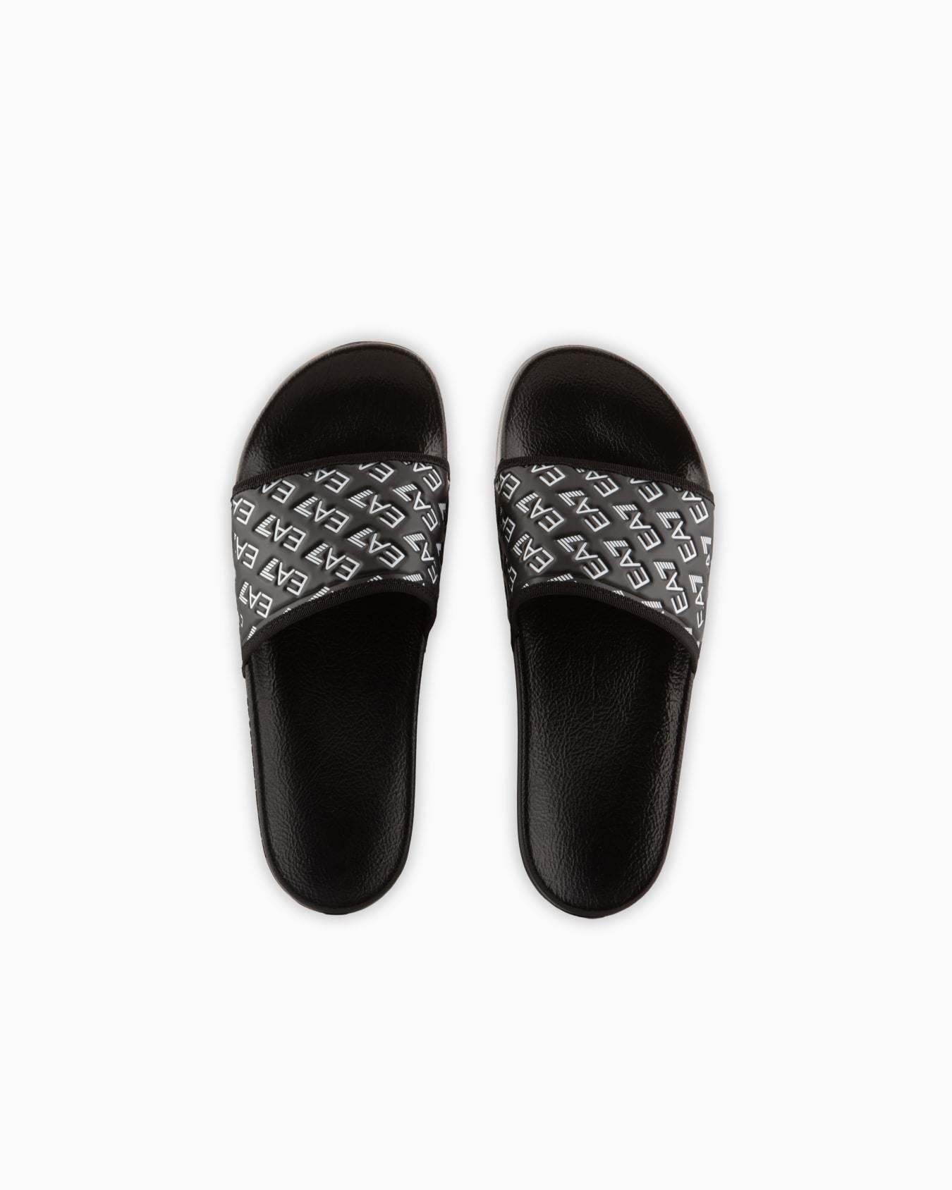 EA7 - Slides con suola e maxi fascia con logo Elastan Gros Rubber NERO