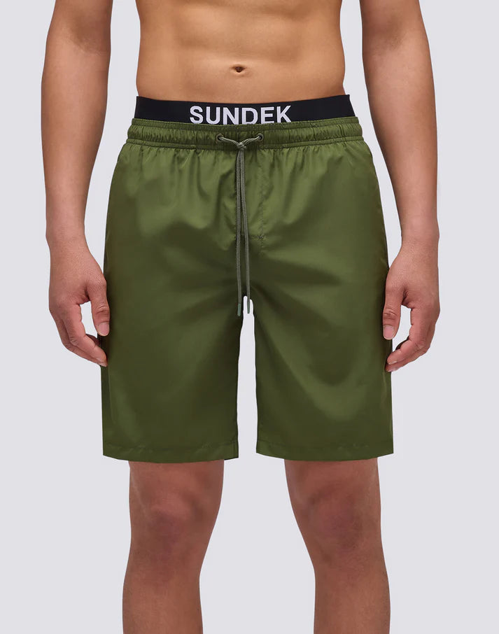 SUNDEK Boardshort con elastico logo - Green01